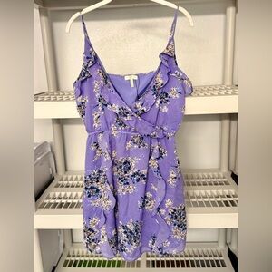 Joie Silk Floral Print Spaghetti Strap Purple Mini‎ Dress Size M